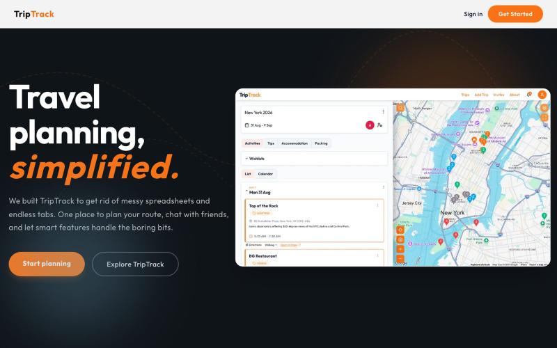 TripTrack | Travel Planning Made Simple — screenshot