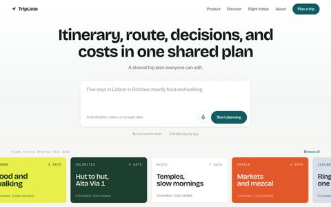 Plan Trips Together | TripUnio — screenshot