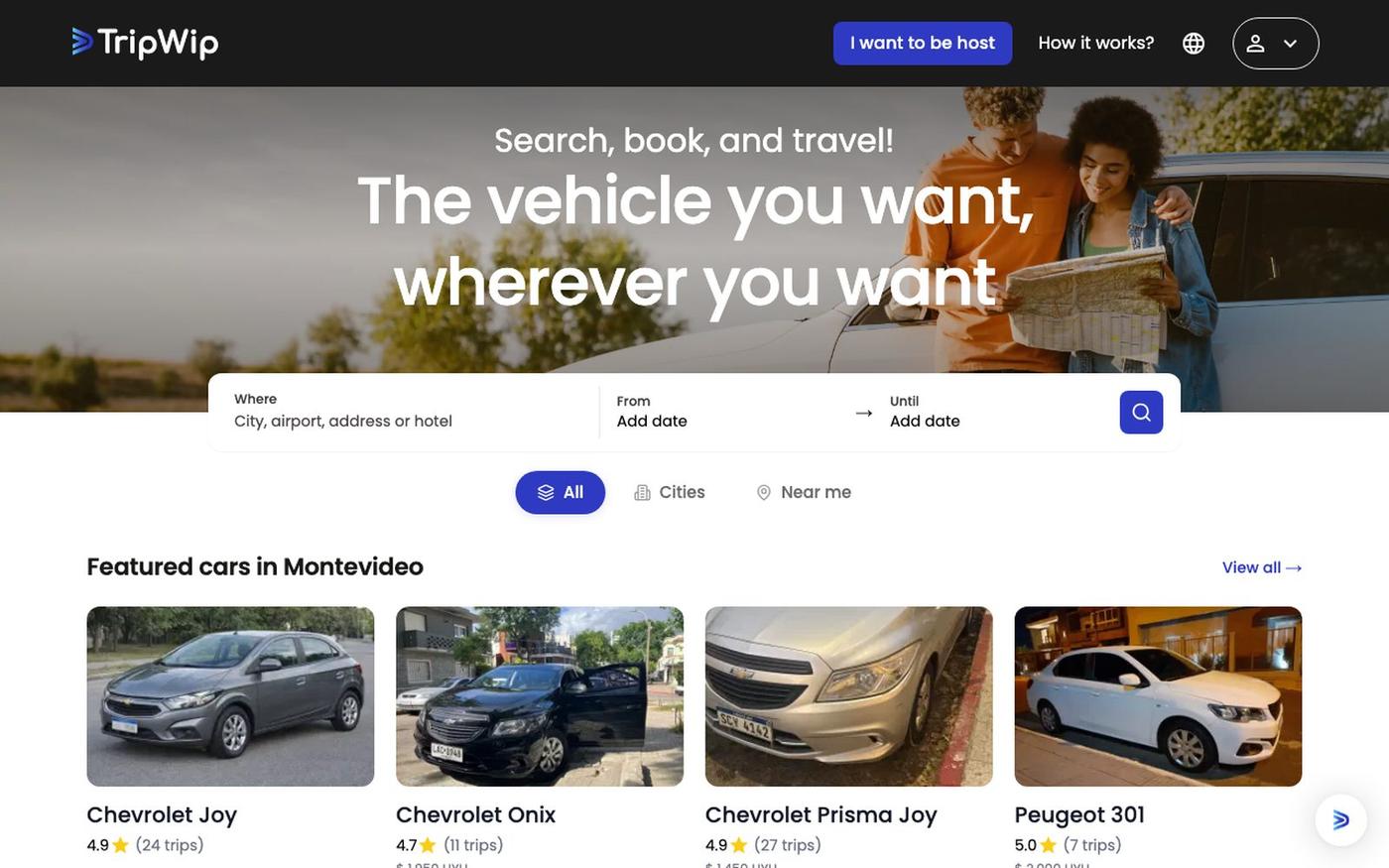 TripWip - Alquila el auto que quieras, donde quieras — screenshot