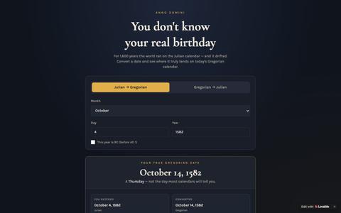 True Birth Date — Julian to Gregorian Converter — screenshot