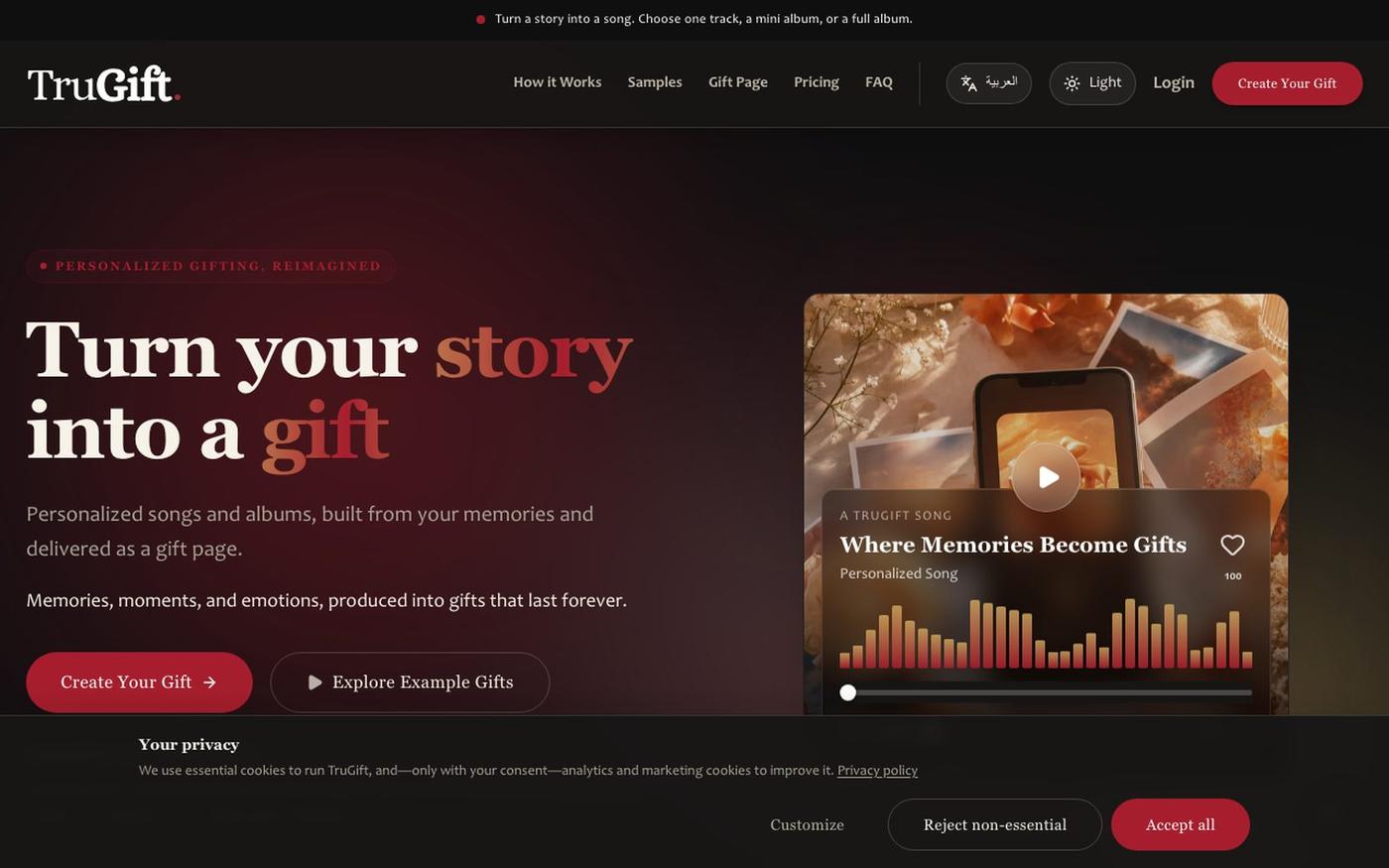 TruGift — Turn your story into a gift — screenshot
