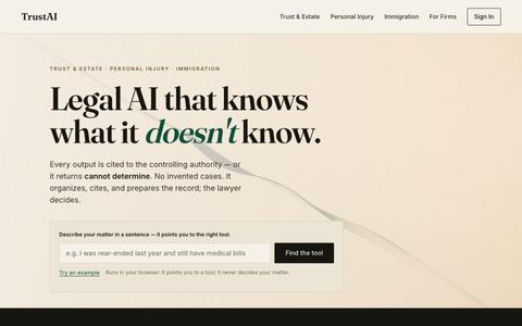 TrustAI — Legal AI that knows what it doesn't know — screenshot