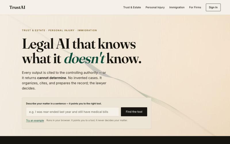 TrustAI — Legal AI that knows what it doesn't know — screenshot