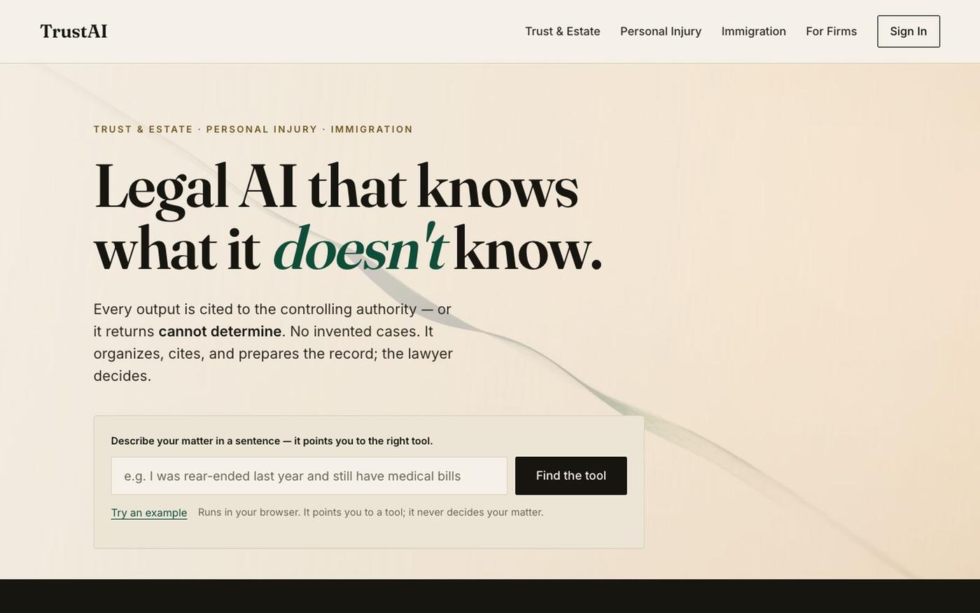 TrustAI — Legal AI that knows what it doesn't know — screenshot
