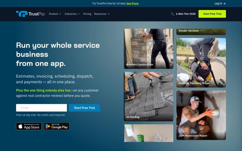 Field Service Management Software — Estimates, Invoicing & Scheduling | TrustPro — screenshot