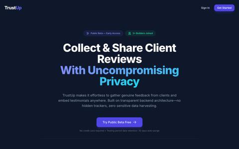 TrustUp — Collect & Embed Client Reviews Easily — screenshot
