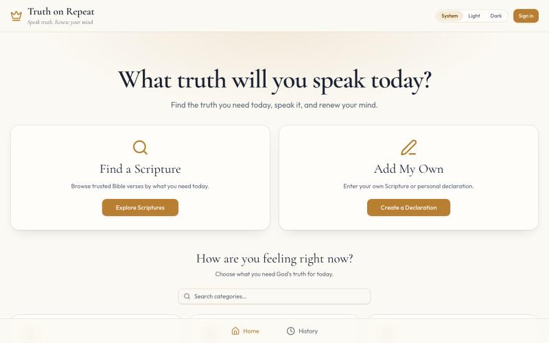 Truth on Repeat — Speak Truth. Renew Your Mind. — screenshot