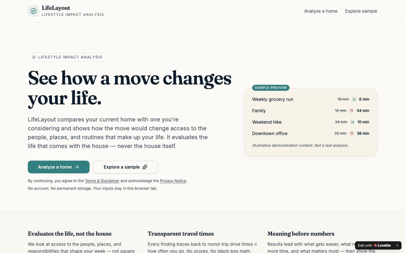 LifeLayout — See how a move changes your life — screenshot
