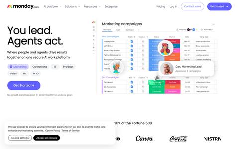 The AI Work Platform for People & Agents | monday.com — screenshot