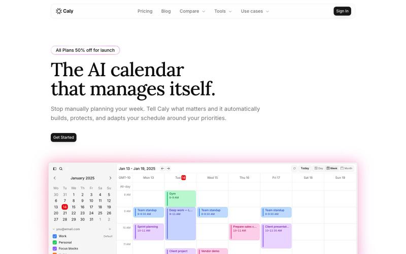 Caly - The AI Calendar That Manages Itself — screenshot