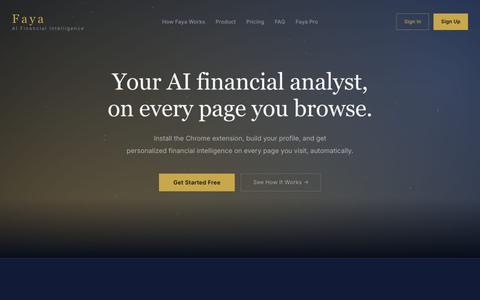 Faya AI Financial Intelligence Chrome Extension — screenshot