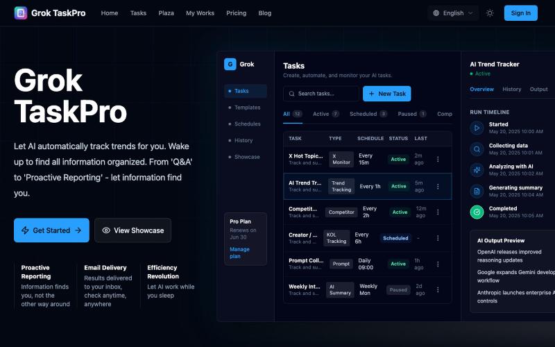 GrokTask - AI-Powered Intelligent Task Automation Platform | Grok TaskPro — screenshot
