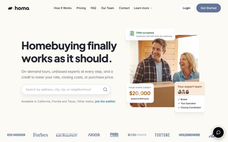 Homa | A Better Way to Buy a Home — screenshot
