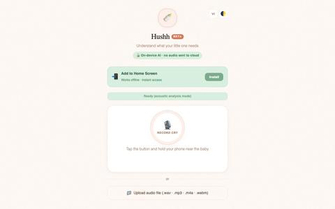 Hushh - Understand baby's cry with AI — screenshot