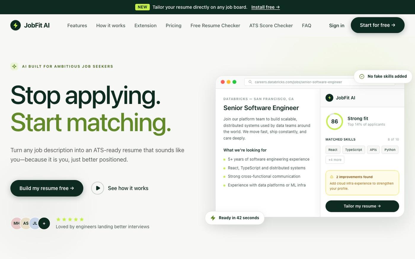 JobFit AI — Free AI Resume Builder & ATS Optimizer — screenshot