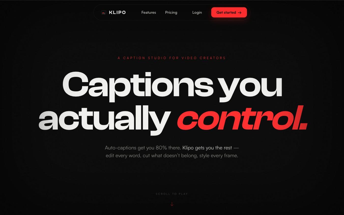 Klipo — Captions you actually control. — screenshot