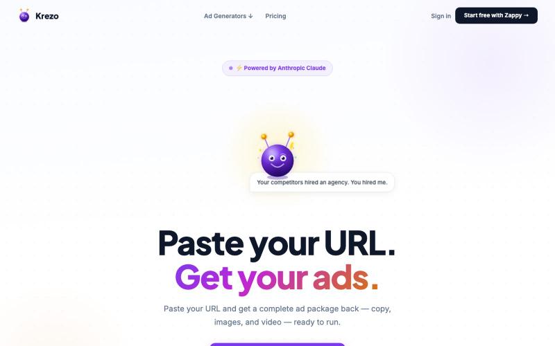 Krezo — AI Ad Generator for Facebook, Instagram, TikTok & More — screenshot