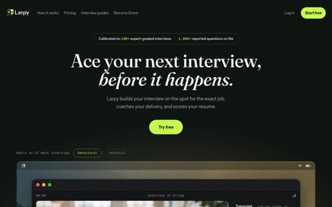 Free AI mock interviews you take out loud · Larpy — screenshot