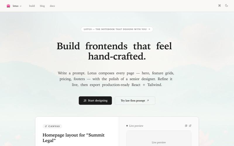 Lotus — The World's Best AI Designer — screenshot