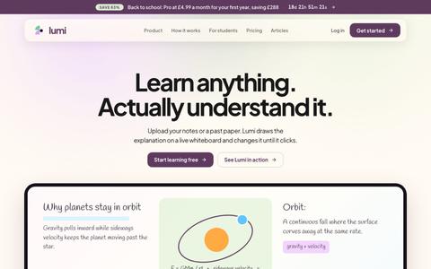 Lumi — AI Tutor for A-Level and GCSE Students — screenshot