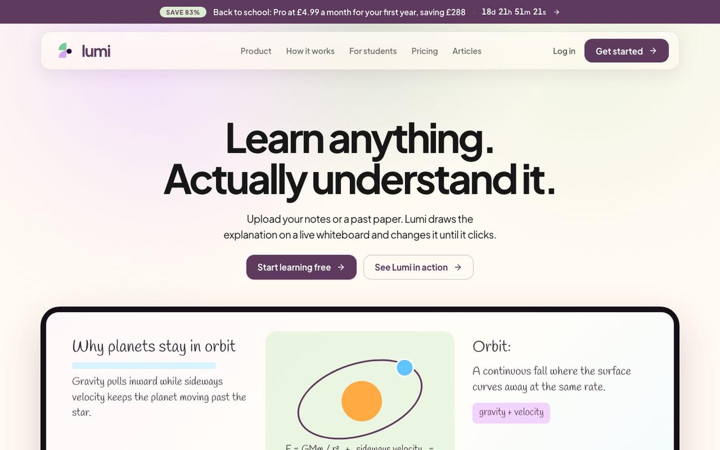 Lumi — AI Tutor for A-Level and GCSE Students — screenshot
