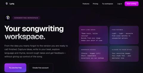 Lyriq | Songwriting Workspace — screenshot