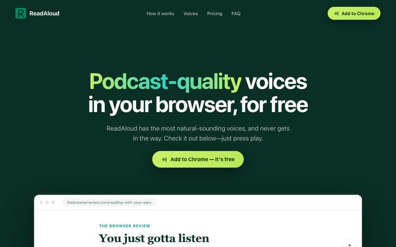 ReadAloud — Podcast-quality voices in your browser — screenshot