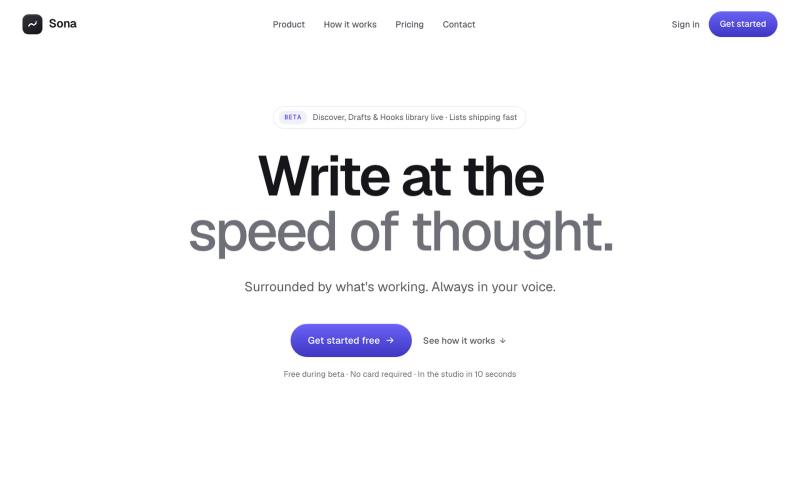 Sona — Find proven ideas. Write in your voice. — screenshot