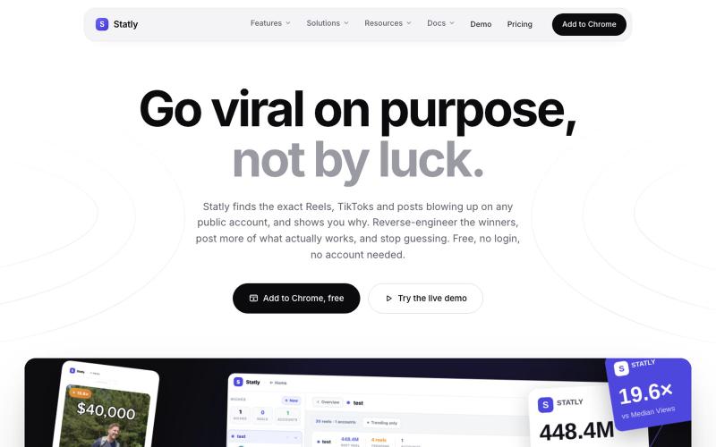 Statly: Find viral content on Instagram, TikTok & X — screenshot