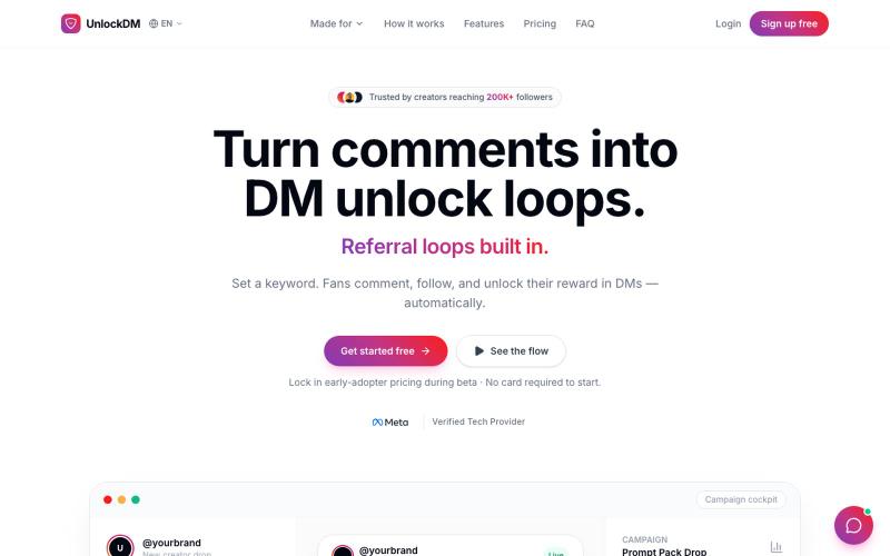 UnlockDM — Turn Comments into Followers and DMs into Referral Loops | UnlockDM — screenshot