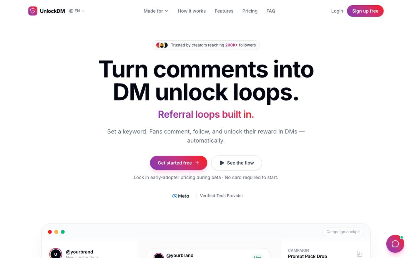 UnlockDM — Turn Comments into Followers and DMs into Referral Loops | UnlockDM — screenshot