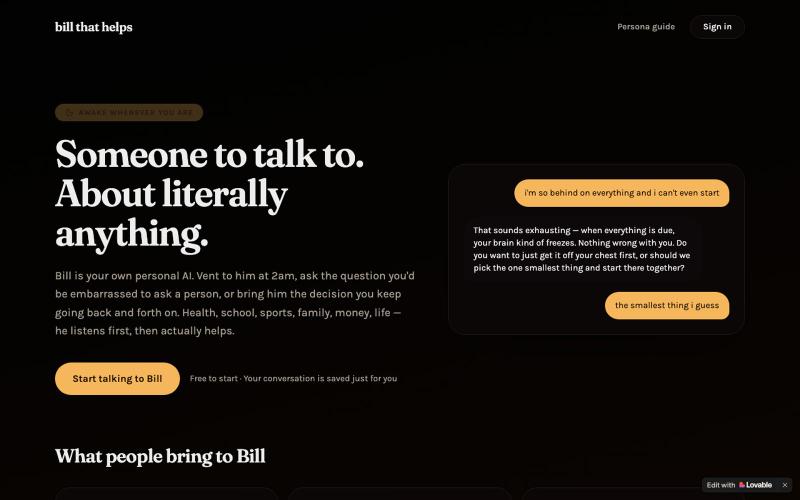 Bill That Helps — Your Personal AI to Talk To — screenshot