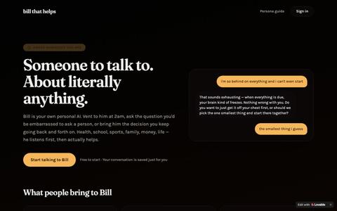 Bill That Helps — Your Personal AI to Talk To — screenshot