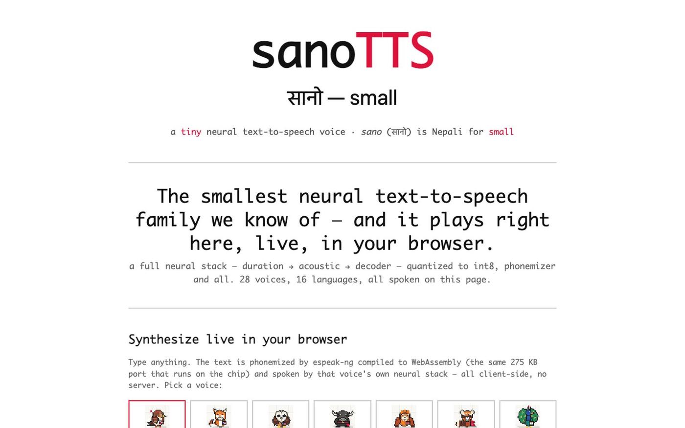 sanoTTS — a tiny neural voice — screenshot