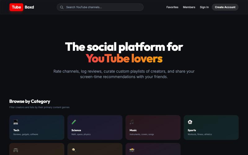 Home • TubeBoxd — screenshot