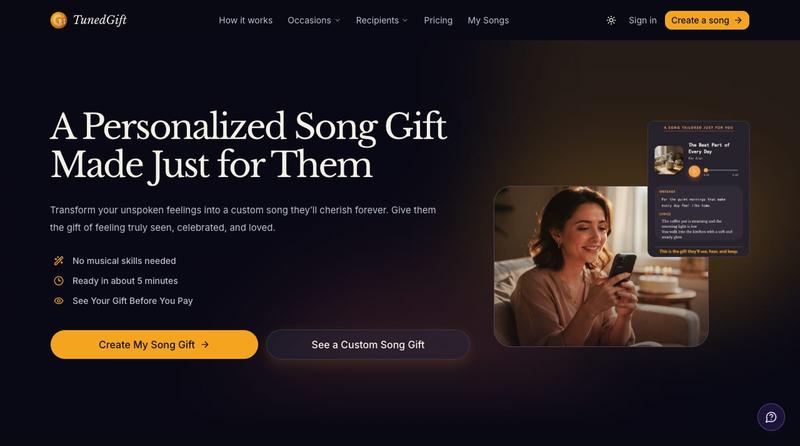 tunedgift-com — screenshot