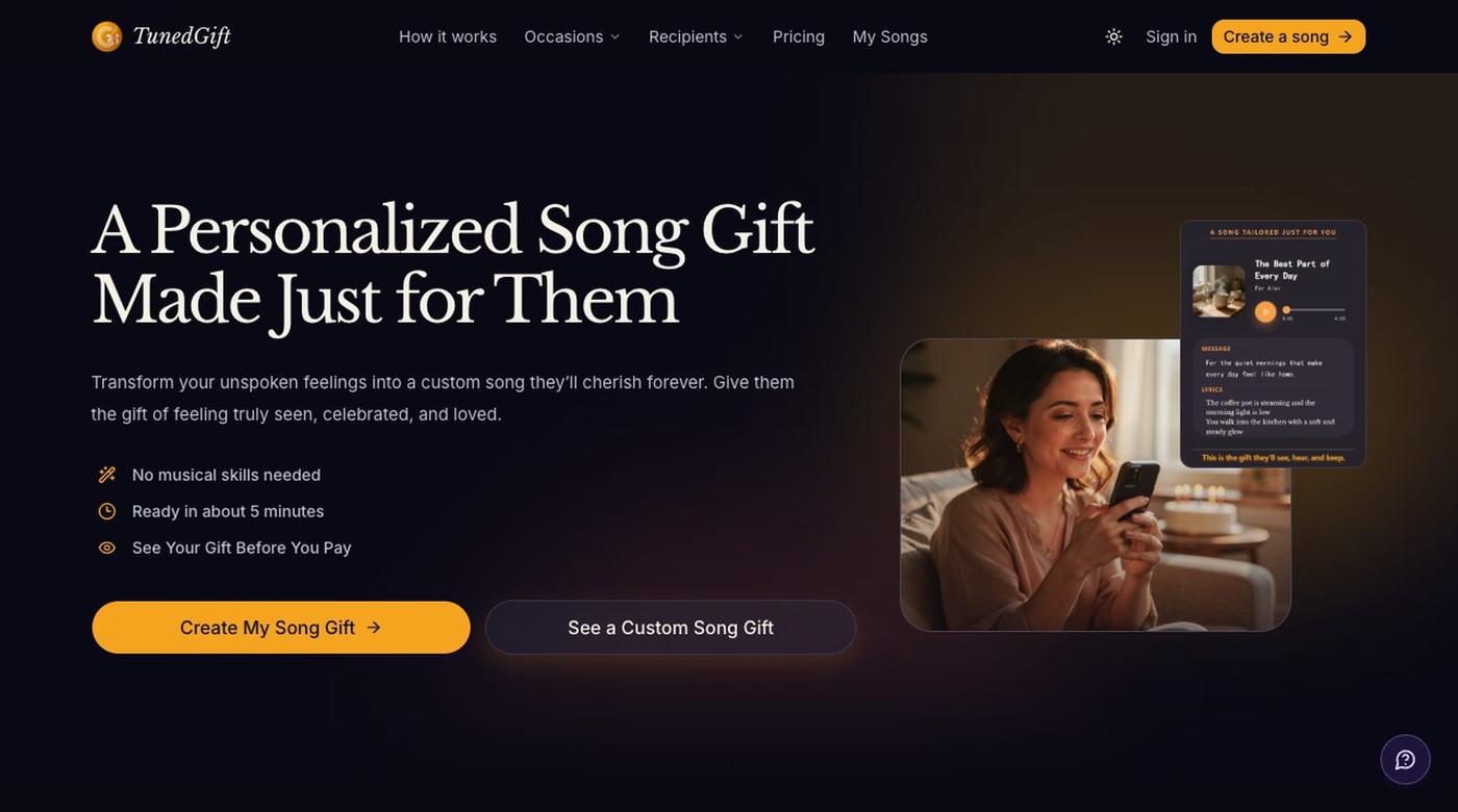 tunedgift-com — screenshot