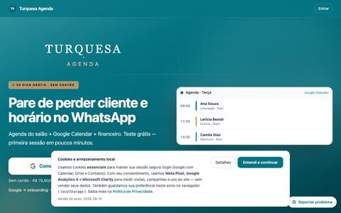 Pare de perder cliente e horário no WhatsApp | Turquesa Agenda — screenshot