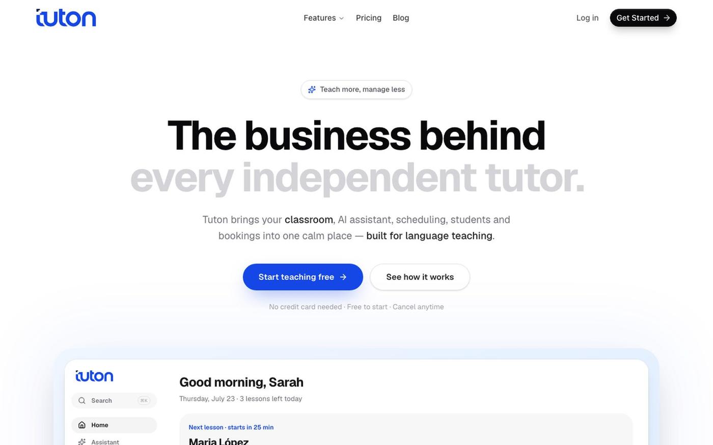 Tuton - The Platform Built for Independent Language Tutors — screenshot