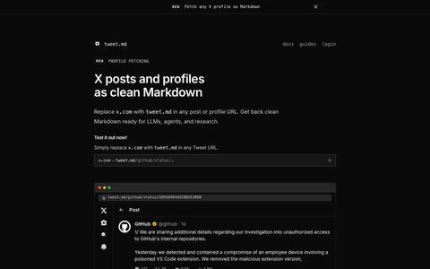 X posts as clean Markdown for LLMs — screenshot