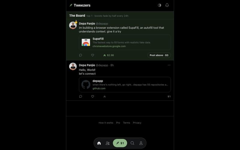 Tweezers — screenshot