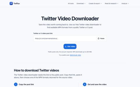 Free Twitter Video Downloader - Save Videos as MP4 | TwiFlux — screenshot