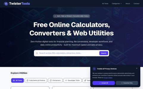 TwisterTools - Free Online Calculators, Converters & Web Utilities — screenshot