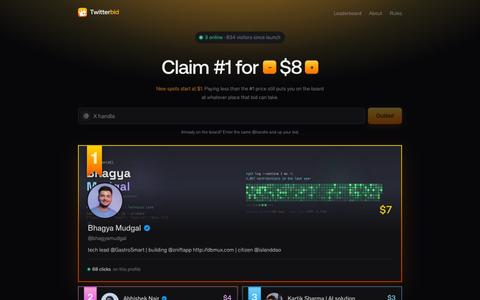 Twitterbid — rank is the bid — screenshot