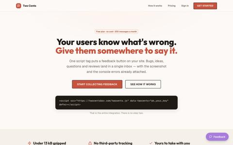 Two Cents — feedback your users actually leave — screenshot