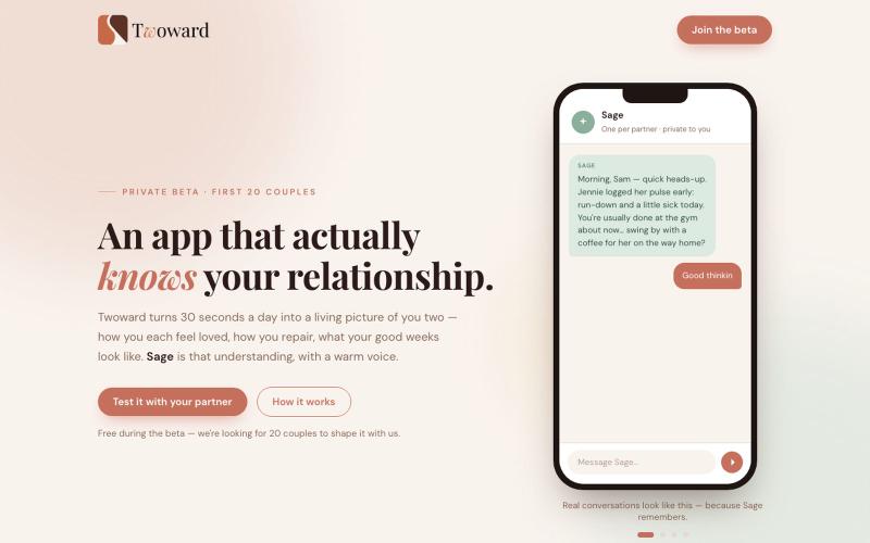 Twoward — An app that knows your relationship — screenshot