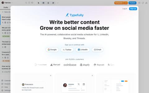 Typefully: Best social media tool for creators & businesses — screenshot