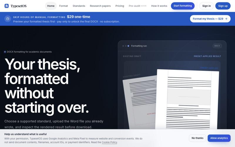 Thesis & Dissertation Formatting for Word | TypesetOS — screenshot