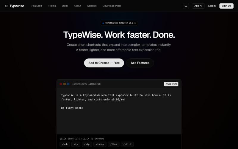 TypeWise - Snippet Expansion Tool | Ultimate Web Text Expander — screenshot