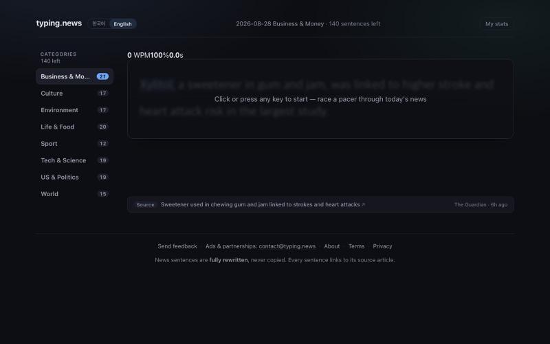 typing.news — screenshot